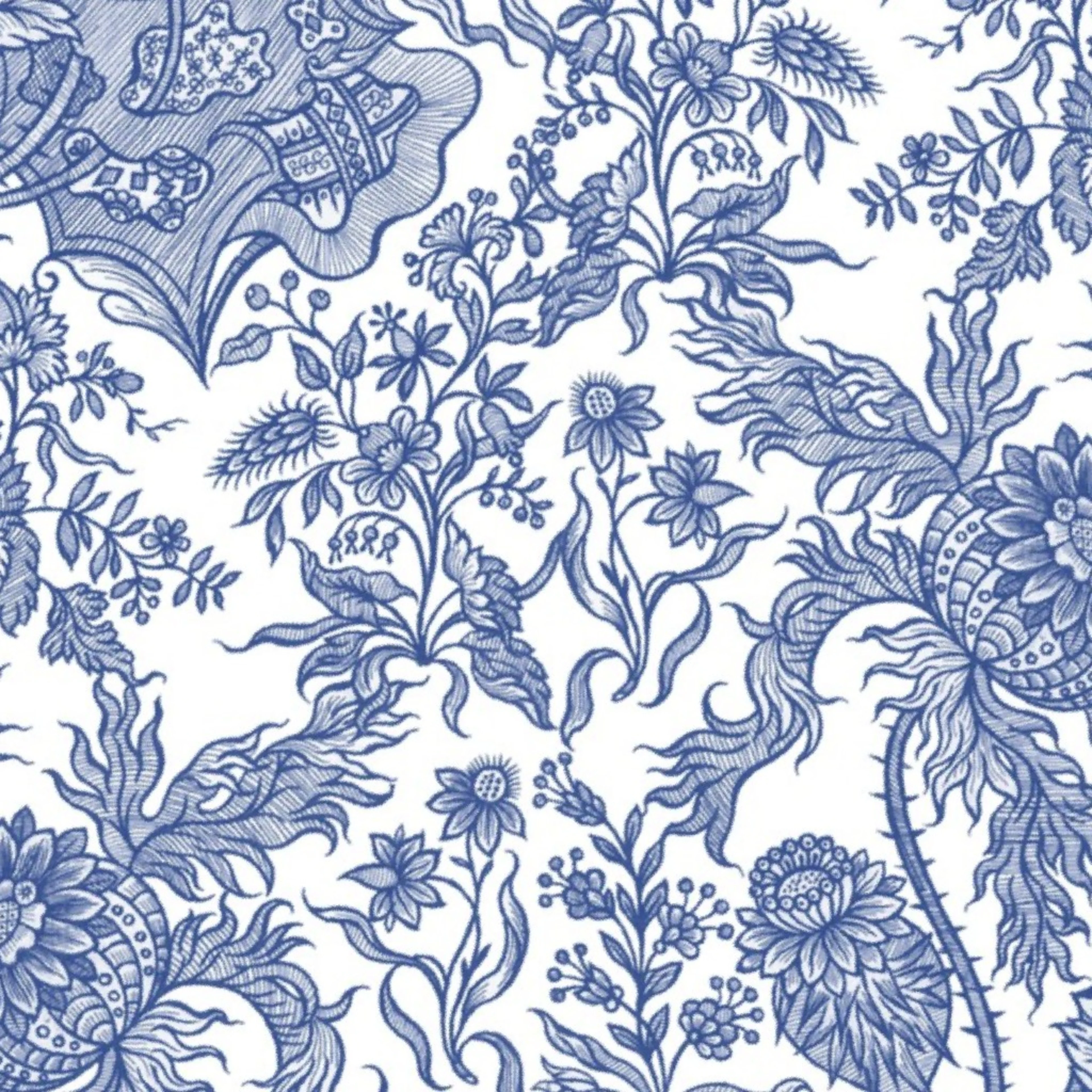 Dutch Sitsen ~ Marijntje ~ Willow Ware Blue and White Wallpaper by peacoquettedesigns