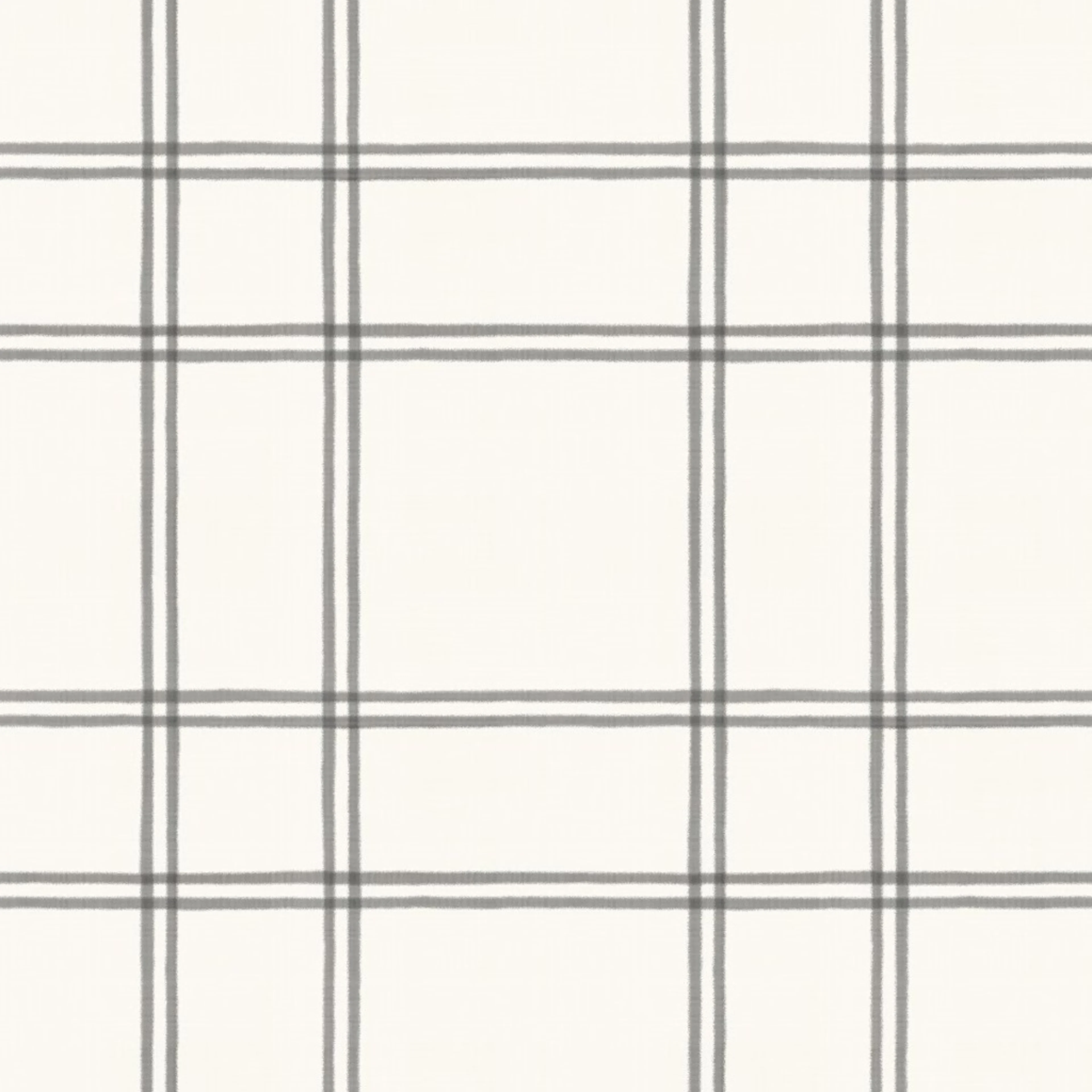 Wallpaper in Watercolor double plaid black on cream by danika_herrick