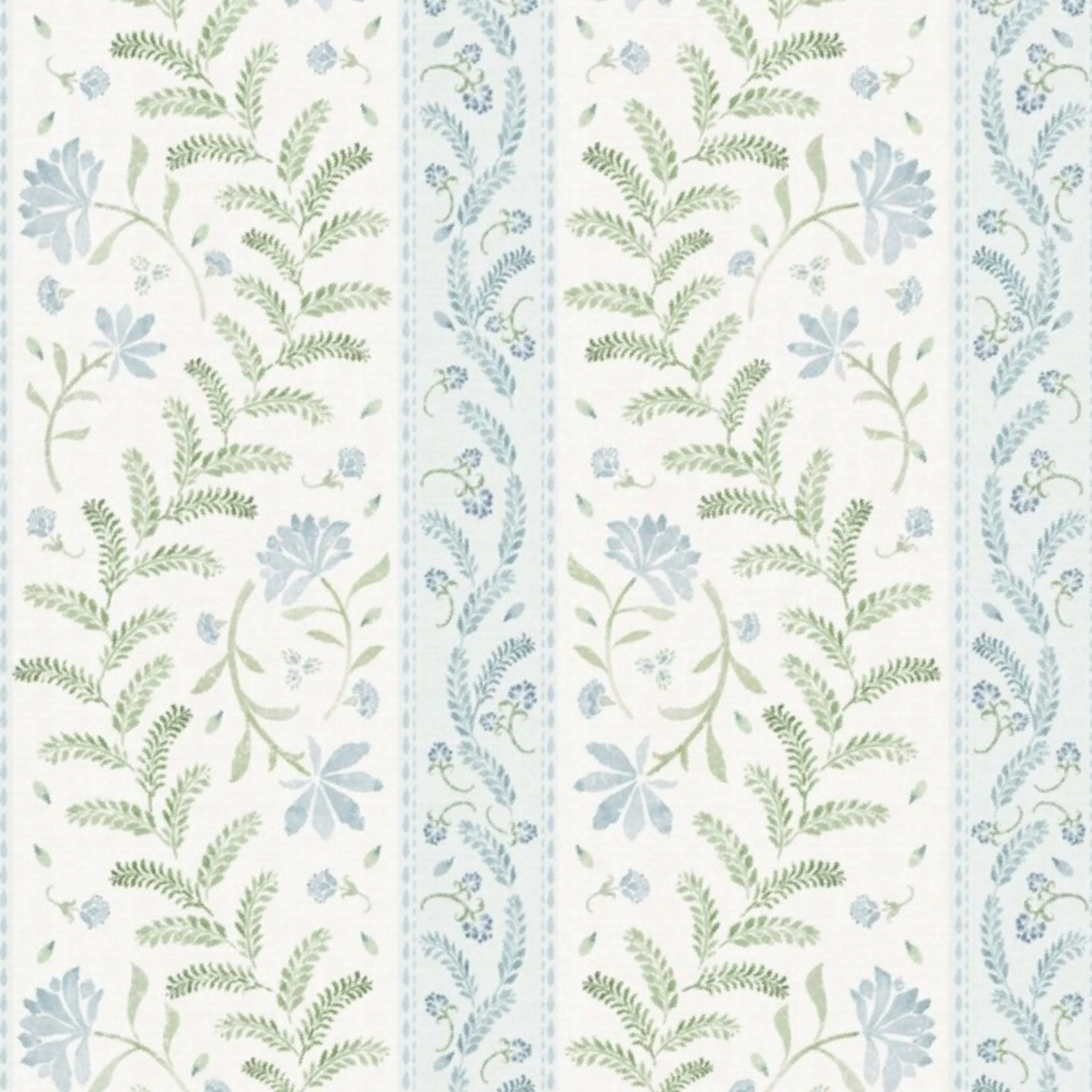 Hand-painted watercolor florals vine leaves and zig zag stripes - sage blue Wallpaper by bloomerydecor