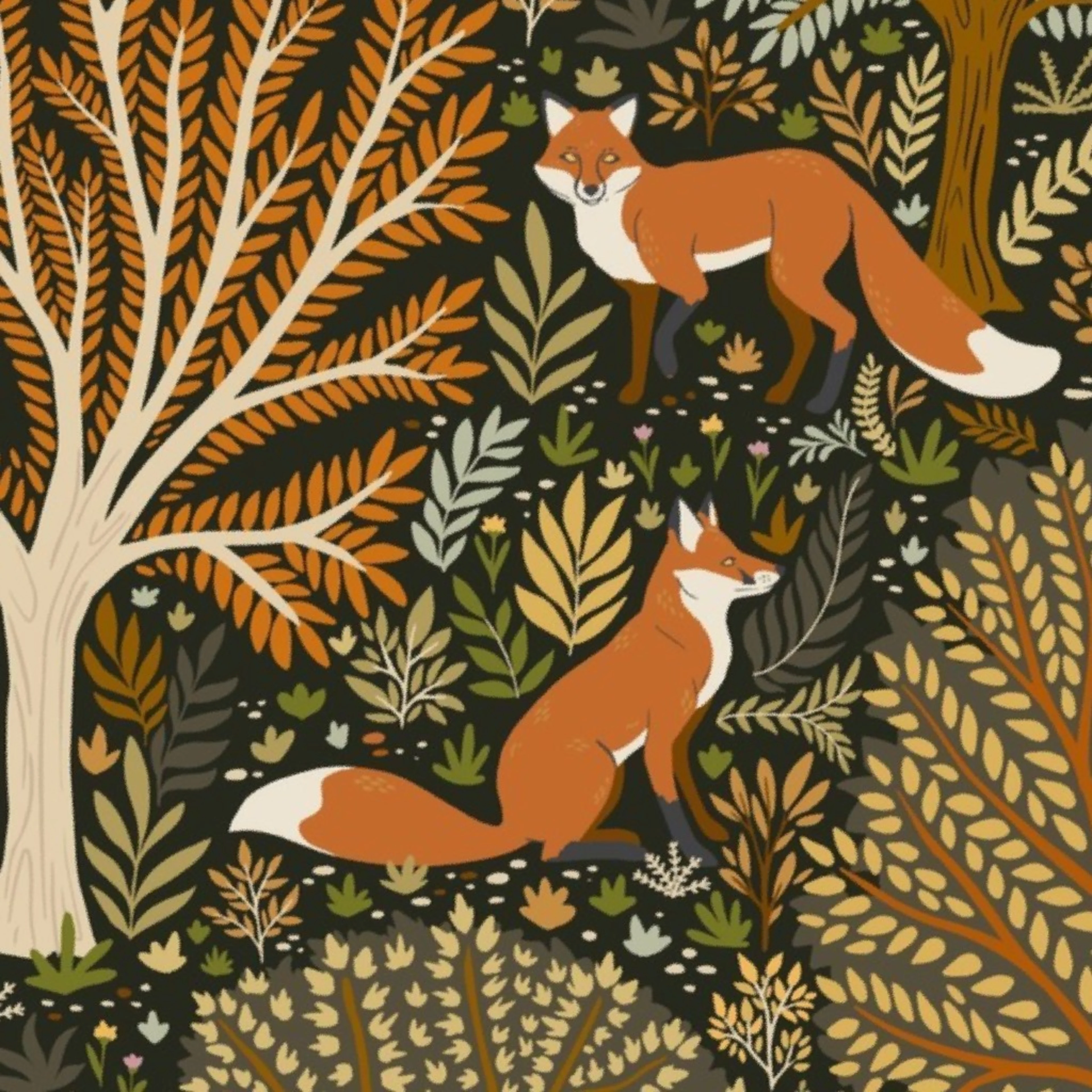 Woodland Fox Wallpaper by serena_archetti.