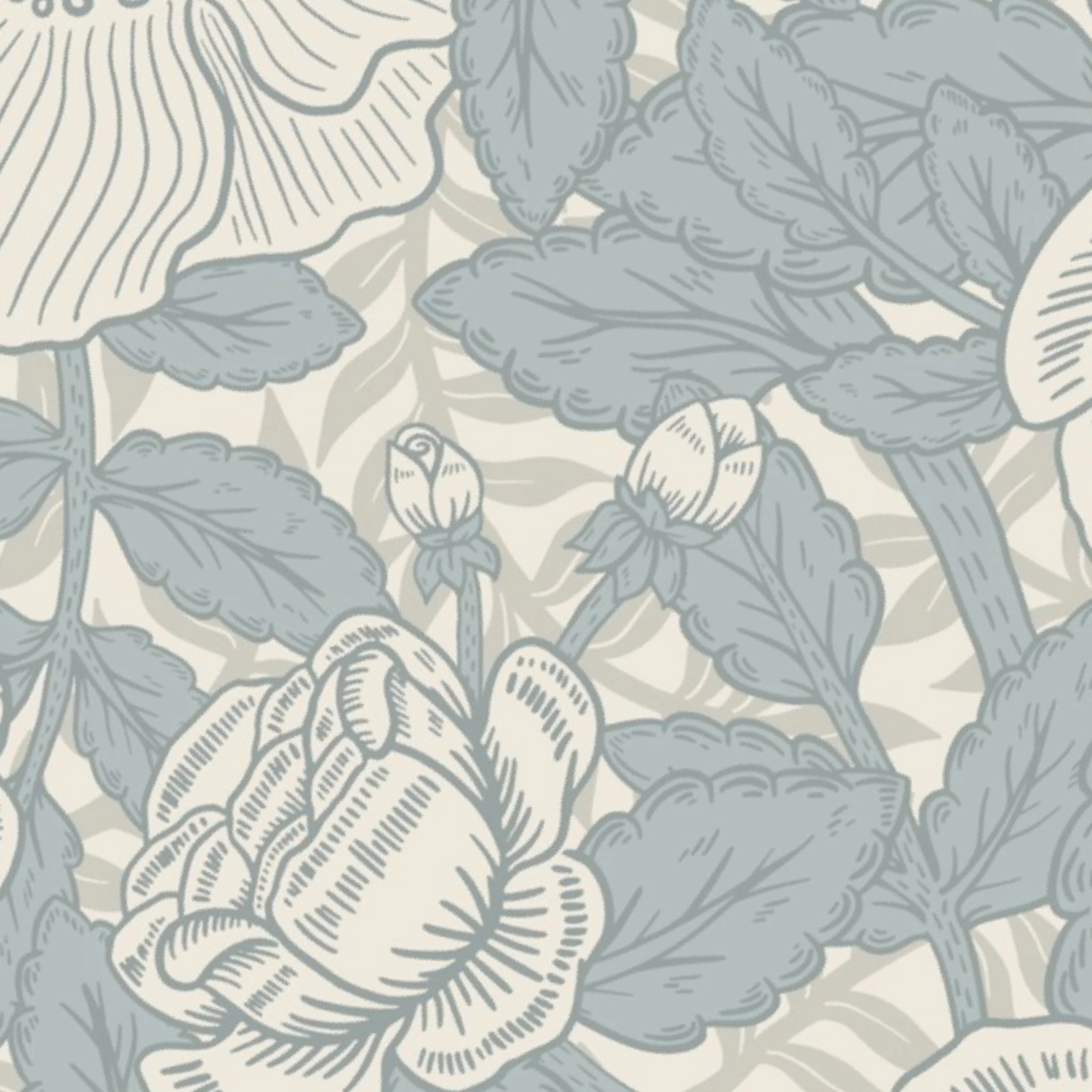 French Country Rose - Dusty Blue Fabric by latheandquill