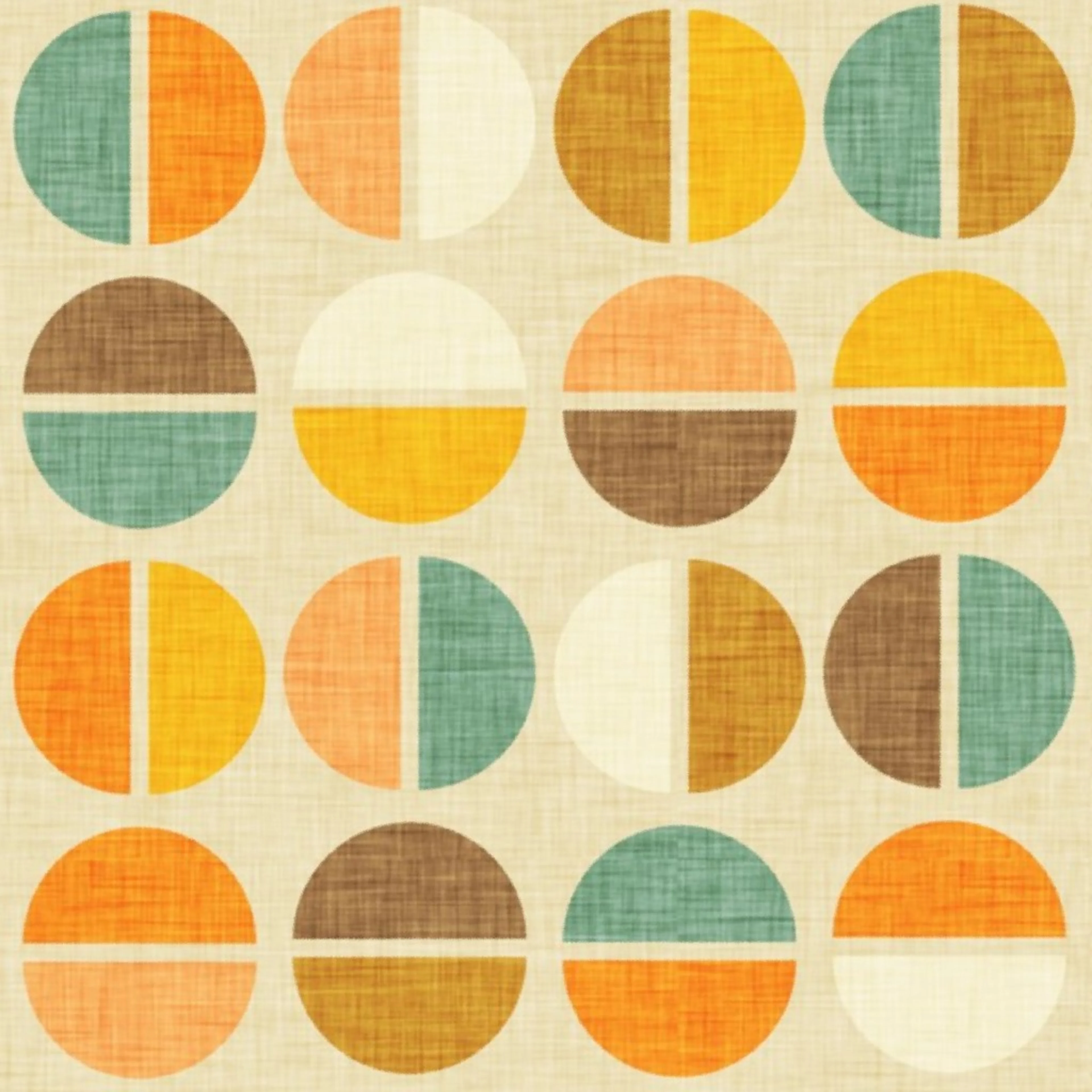 Wallpaper in Retro Mod Circles - Earthy Beige Mid - Retro Boho by bruxamagica