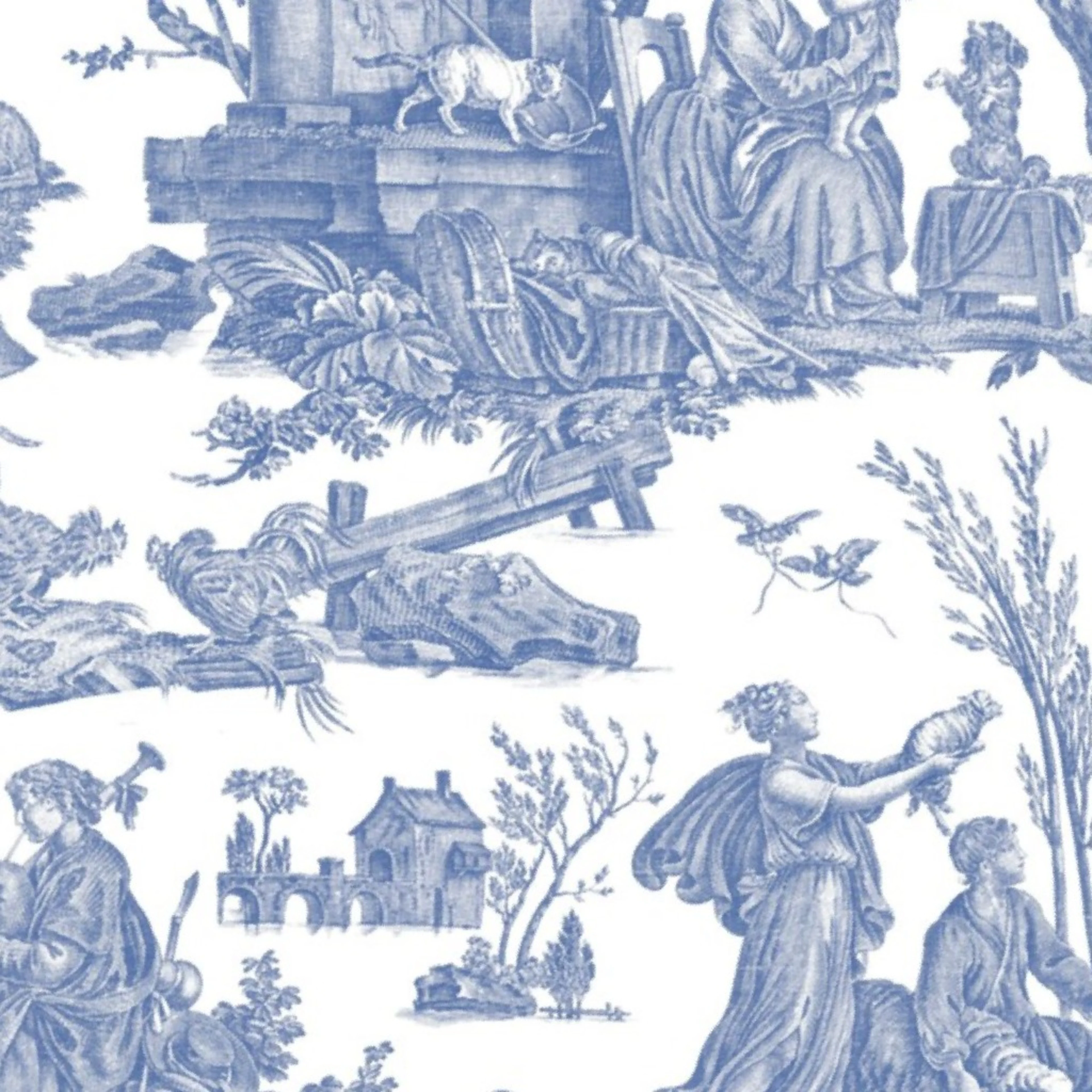 French Toile in Blue Wallpaper by pickychicken