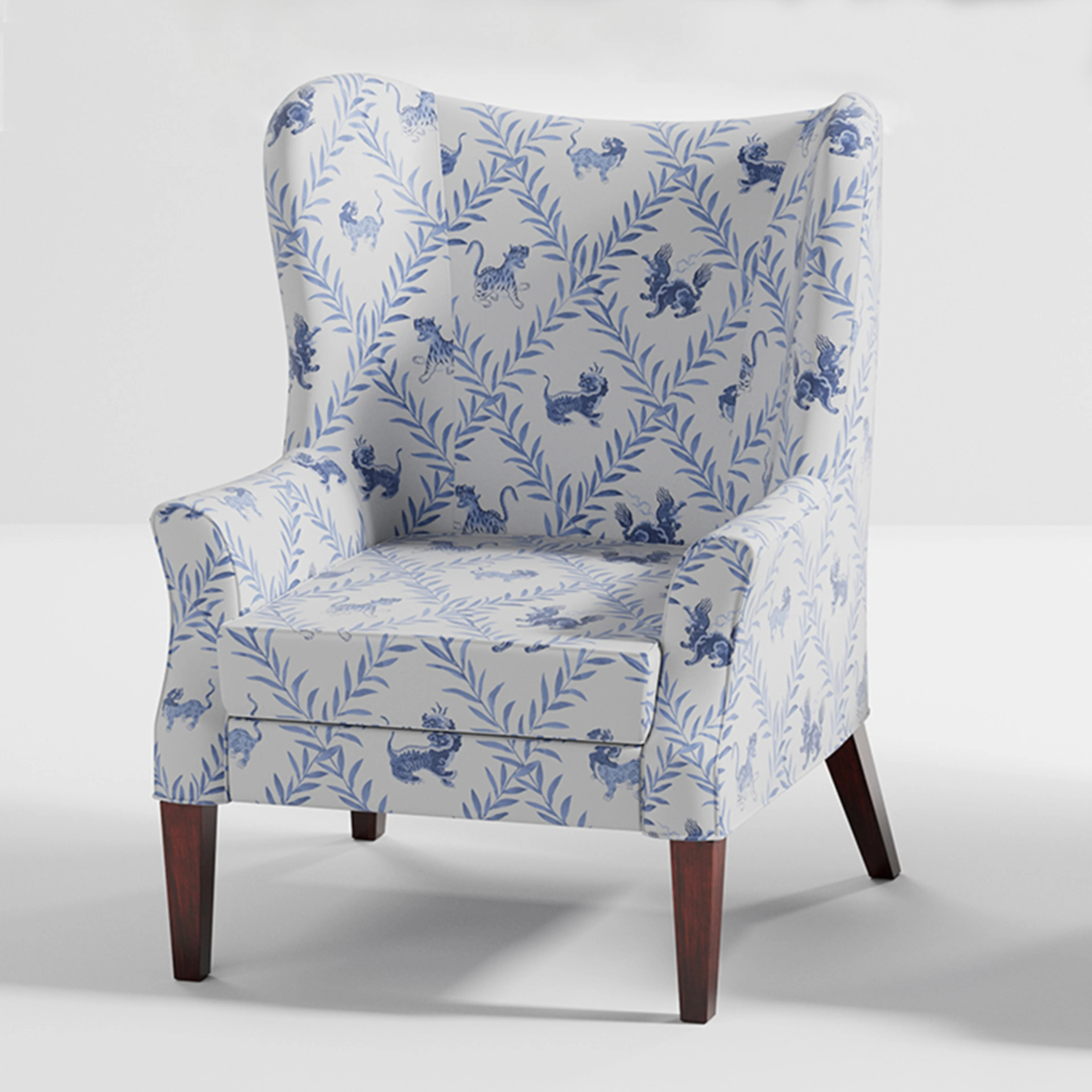 A luxurious blue chinoiserie chair