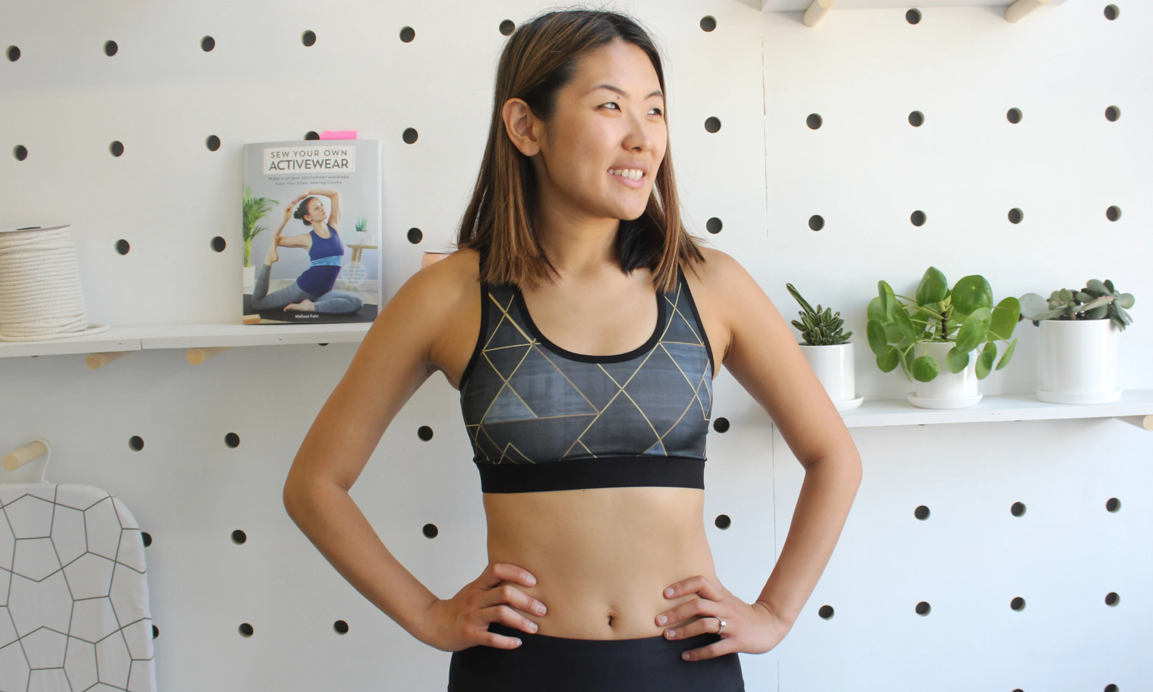 Woman wearing a custom handmade sports bra